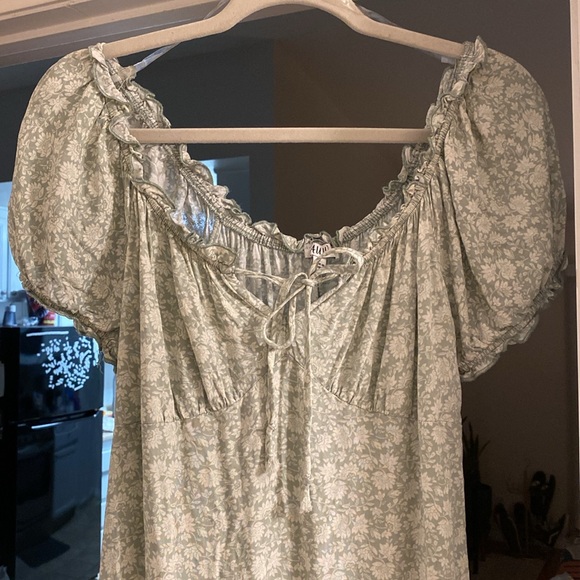 NWOT AUW Baby Doll Green Floral Dress - Picture 2 of 5